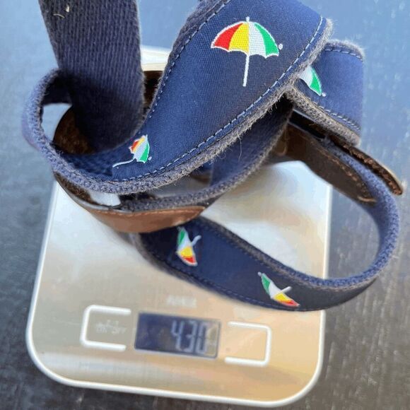 Navy Arnold Palmer Umbrella Logo Embroidered Web Golf Belt, cotton leather - Picture 6 of 7